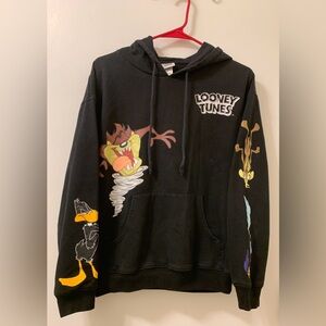 Looney Tunes Womens Hoodie Sweatshirt Size Small Black Taz Bugs Bunny